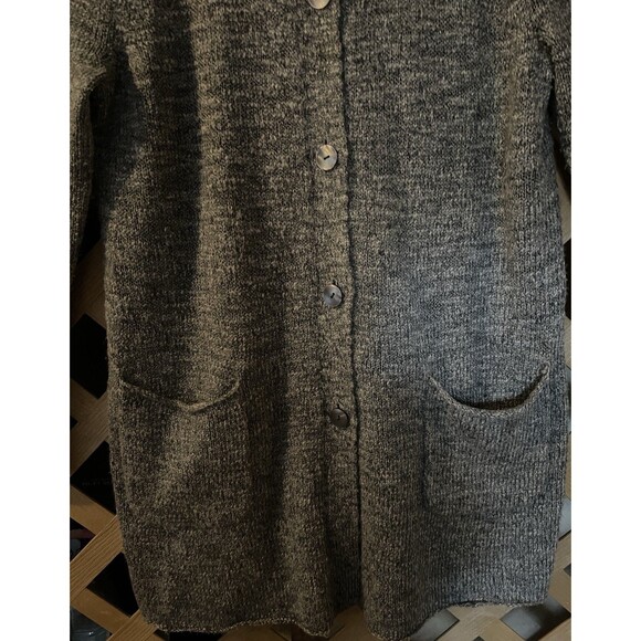 J.JILL Long Gray Wool Blend Button Close Textured Cardigan Sweater Jacket XL - Picture 3 of 10